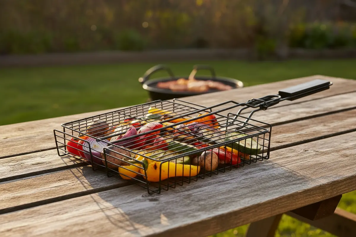 Cookinglife Bbq Grillmand Fire & Flavour 41.5 X 31.5 X 6 Cm - Non-Stick Metaal - Grill Accessoire Voor Groenten En Vlees 2