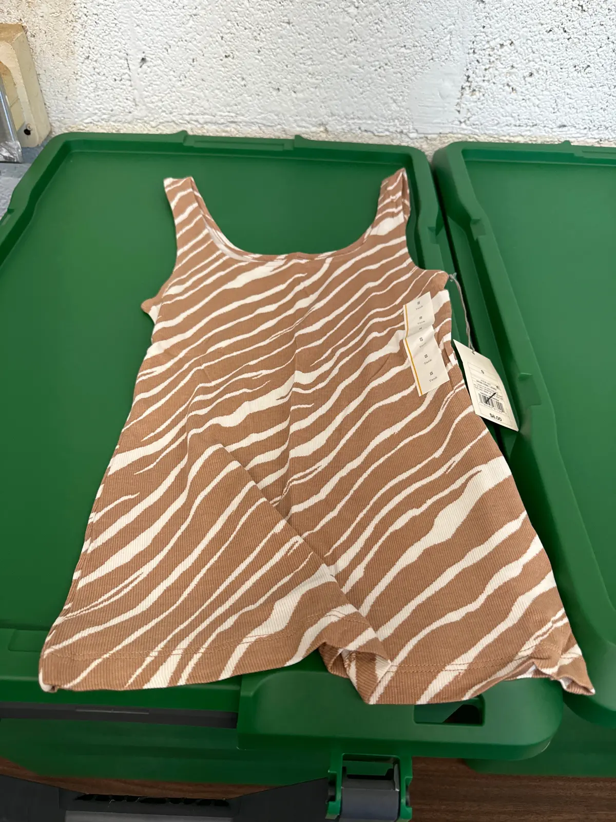 Ladies Tan/White Tank Top-S 1