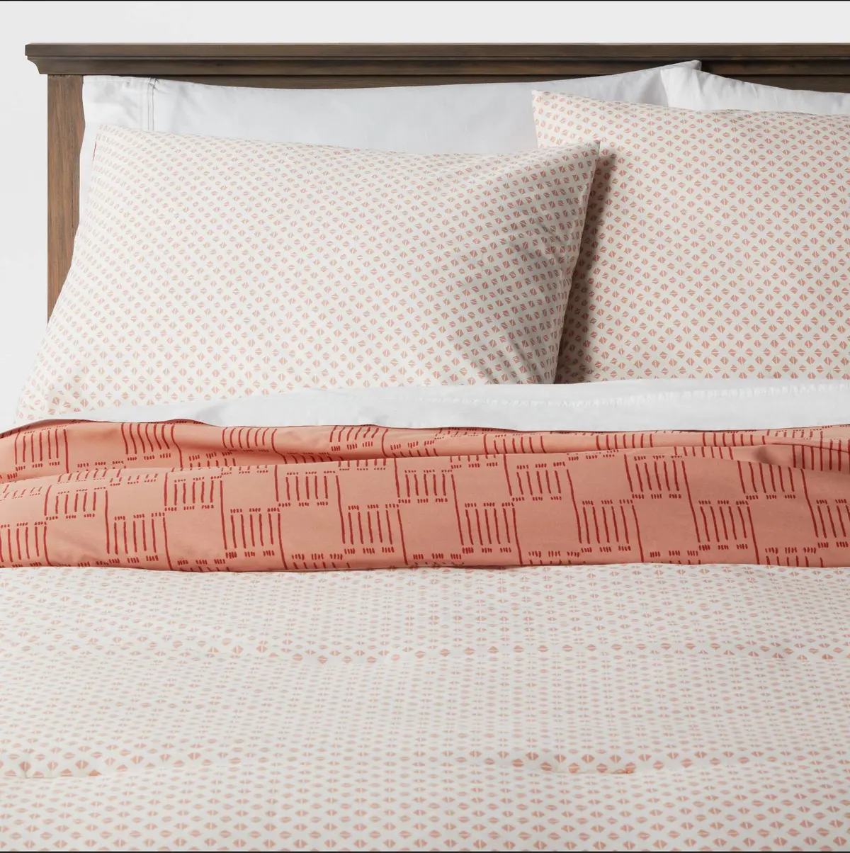 3Pc Full/Queen Boho Reversible Printed Comforter & Sham Set - Bronze 1