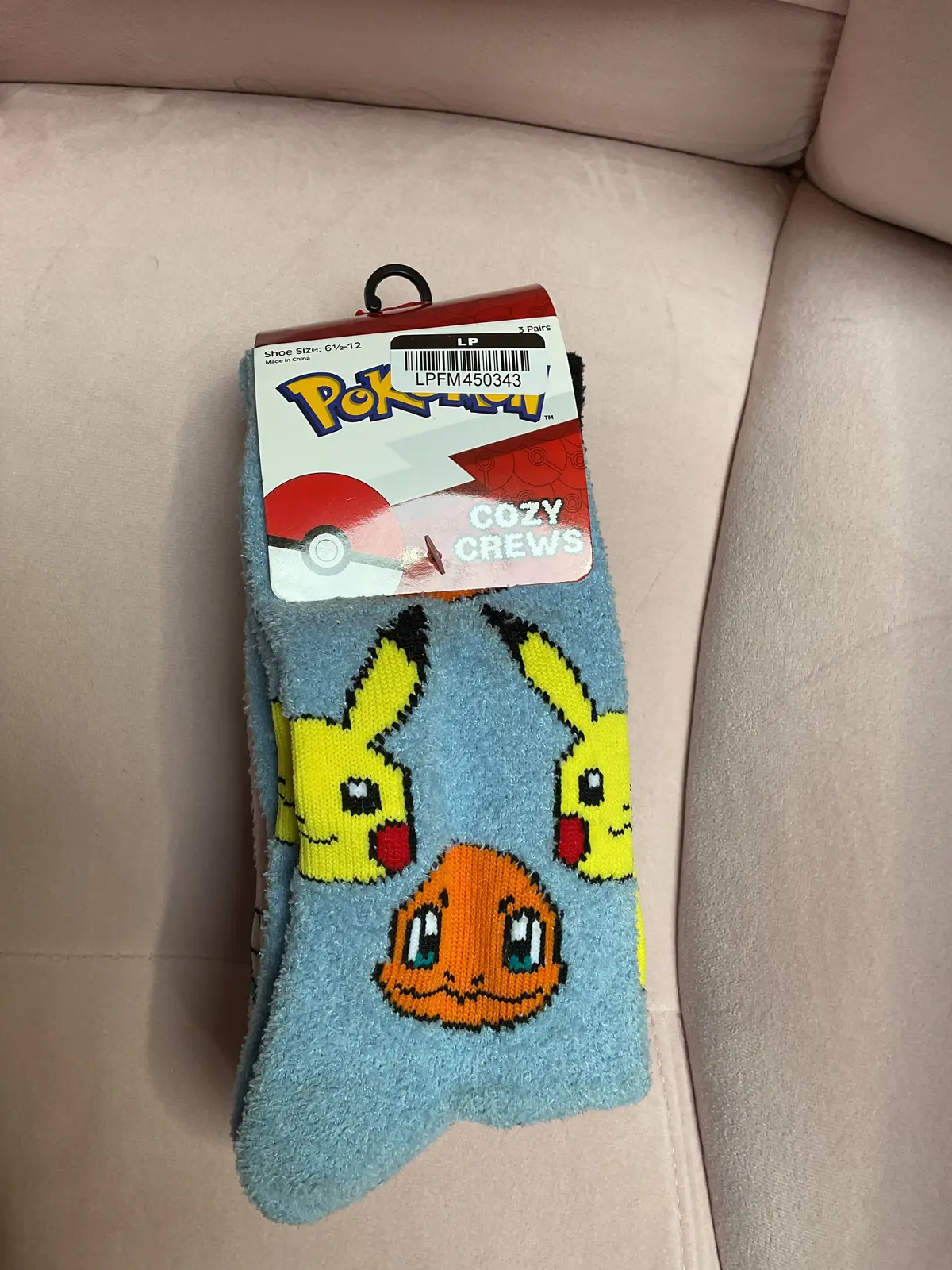 Pokemon 3Pk Micro Popo Fuzzy Crew Socks 1