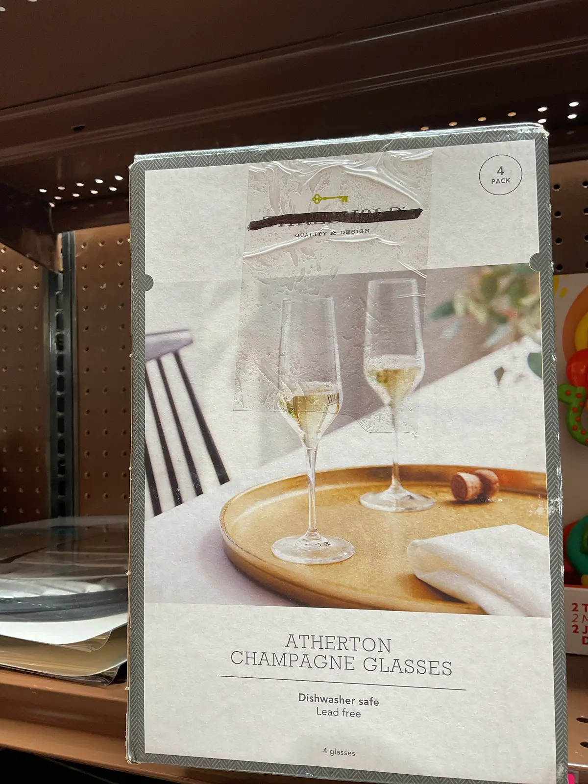 Missing 1 Glass!!!!!! As Is!!!! 8Oz 4Pk Glass Atherton Champagne Glasses 1