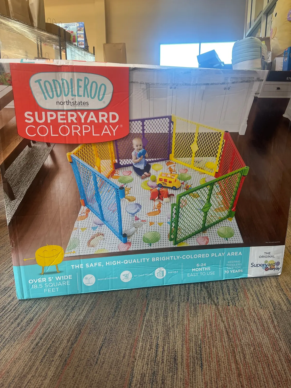 Toddleroo By North States Superyard Colorplay 6 Panel Freestanding Gate 1