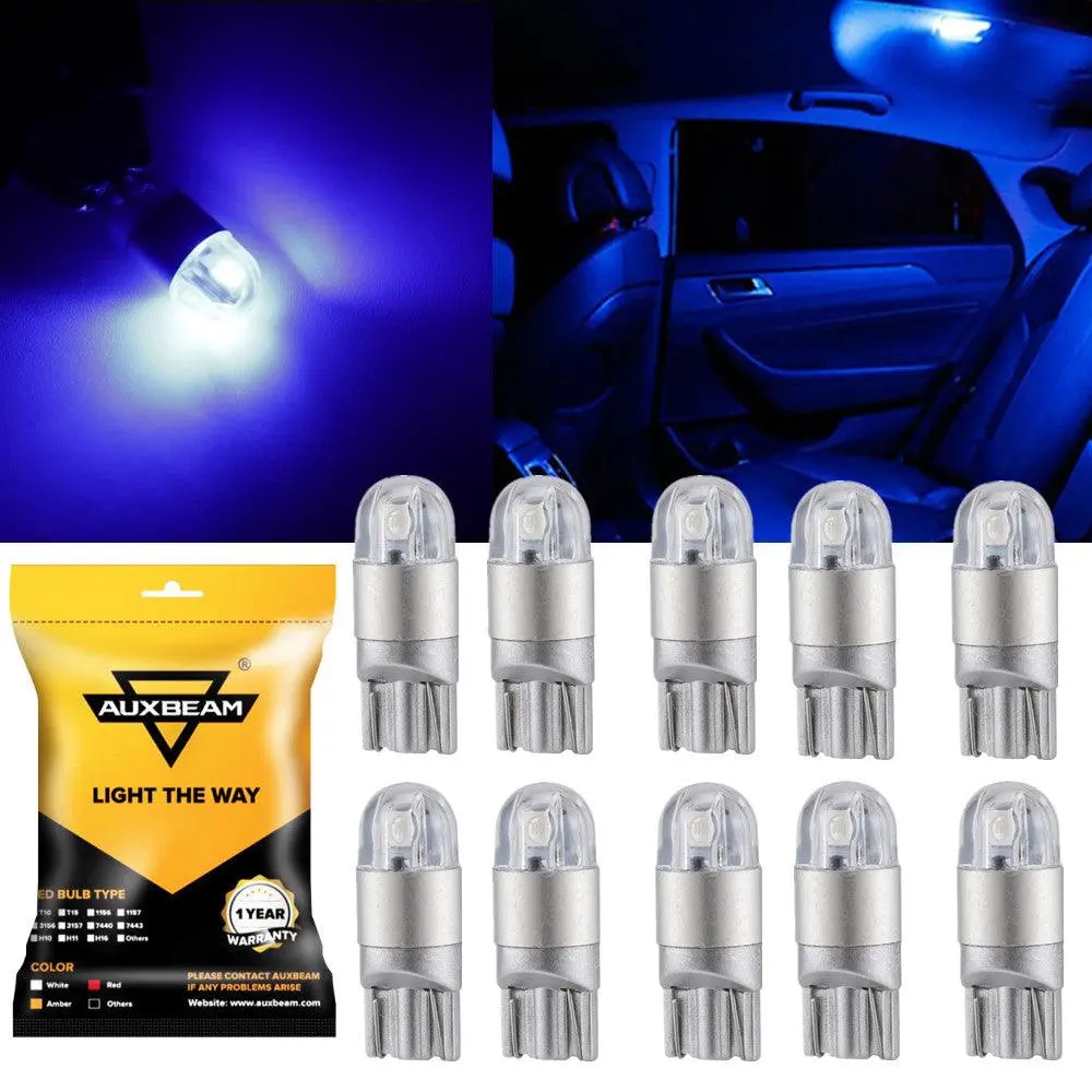 168 2825 W5w T10 Led Interior Light Bulbs 2W 300% Brighter Blue | 2 Bulbs 2