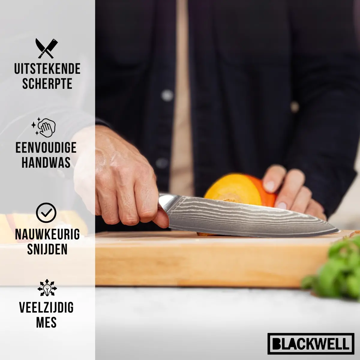 Blackwell Messenset (Koksmes + Groentemes + Officemes) - Japanse Stijl - 67 Lagen Damaststaal - Vg10 - 3-Delig 2