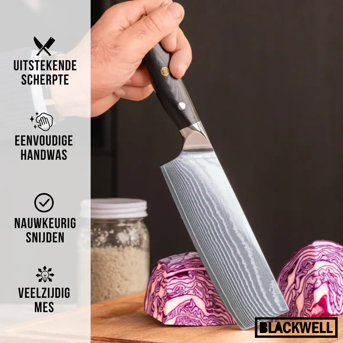 Blackwell Messenset (Koksmes + Groentemes / Nakirimes) - Japanse Stijl - 67 Lagen Damaststaal - Vg10 - 2-Delig 2