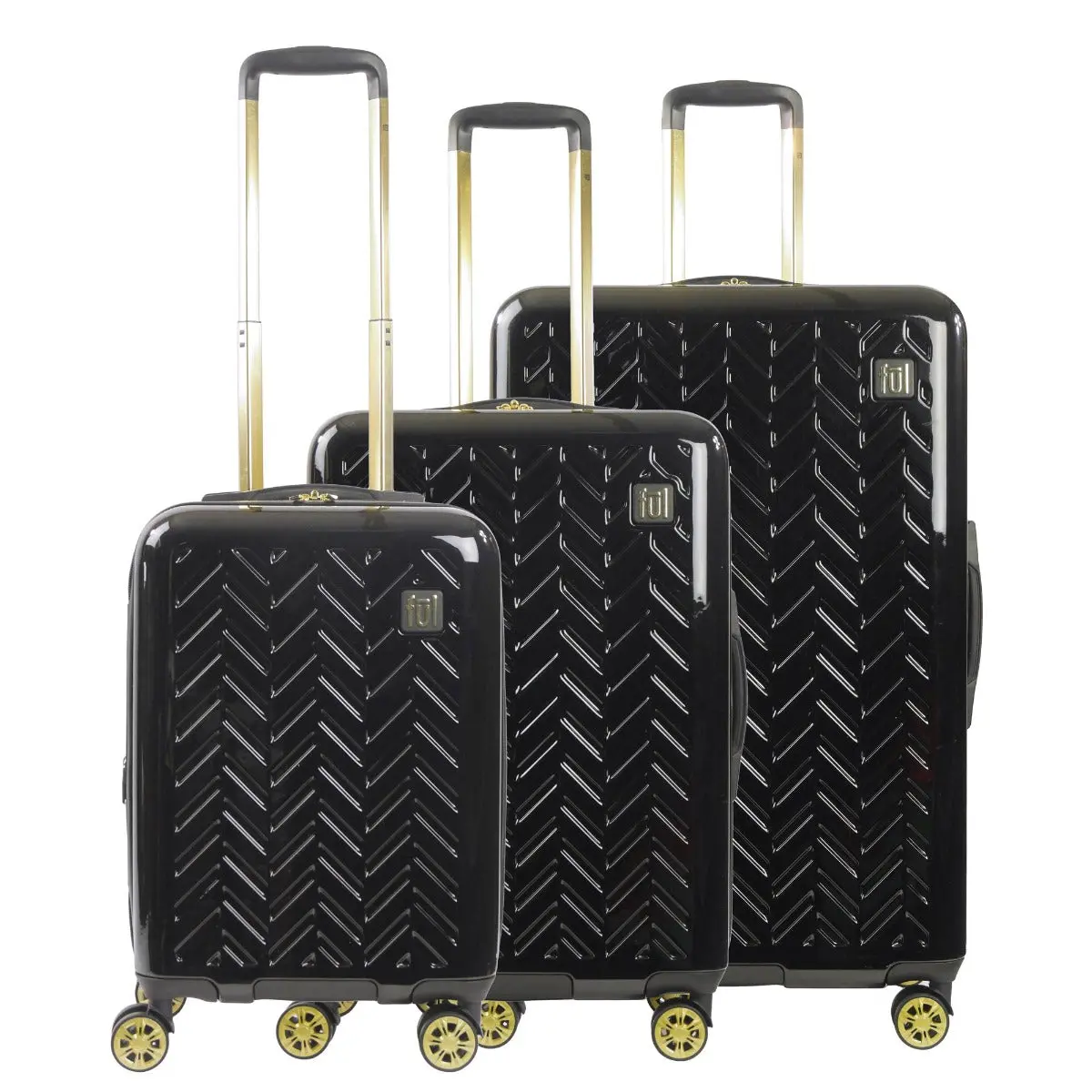Ful Groove Expandable Hardside Spinner 3 Pc Luggage Set - Black 1