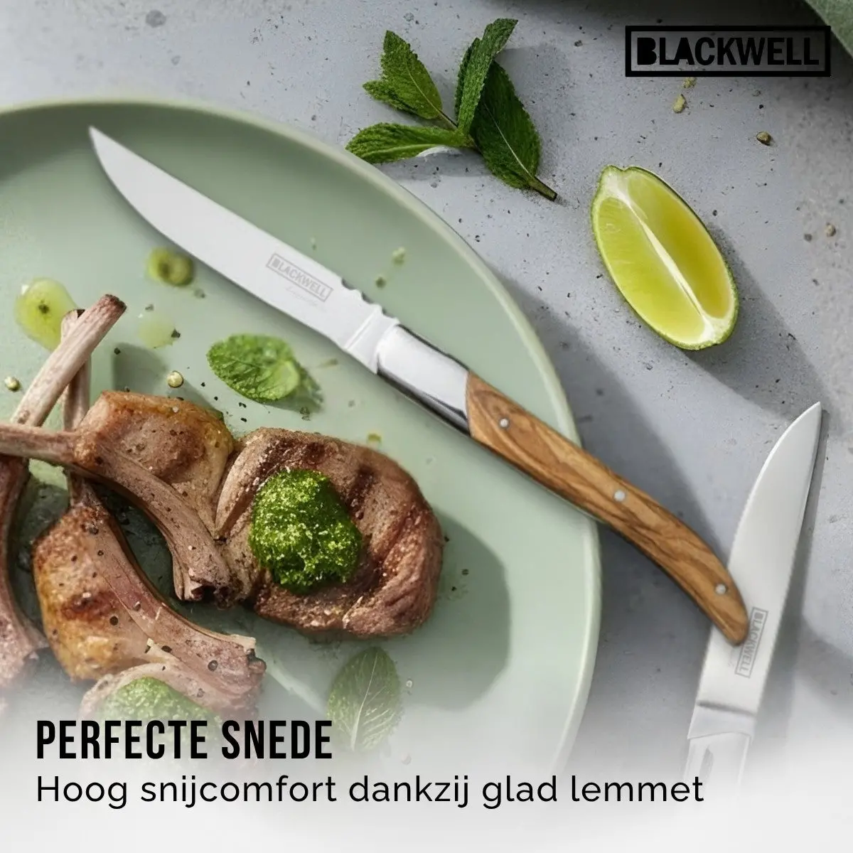 Blackwell Steakbestek Laguiole - Steakmessen & Steakvorken - Olijfhout - 12 Stuks 2