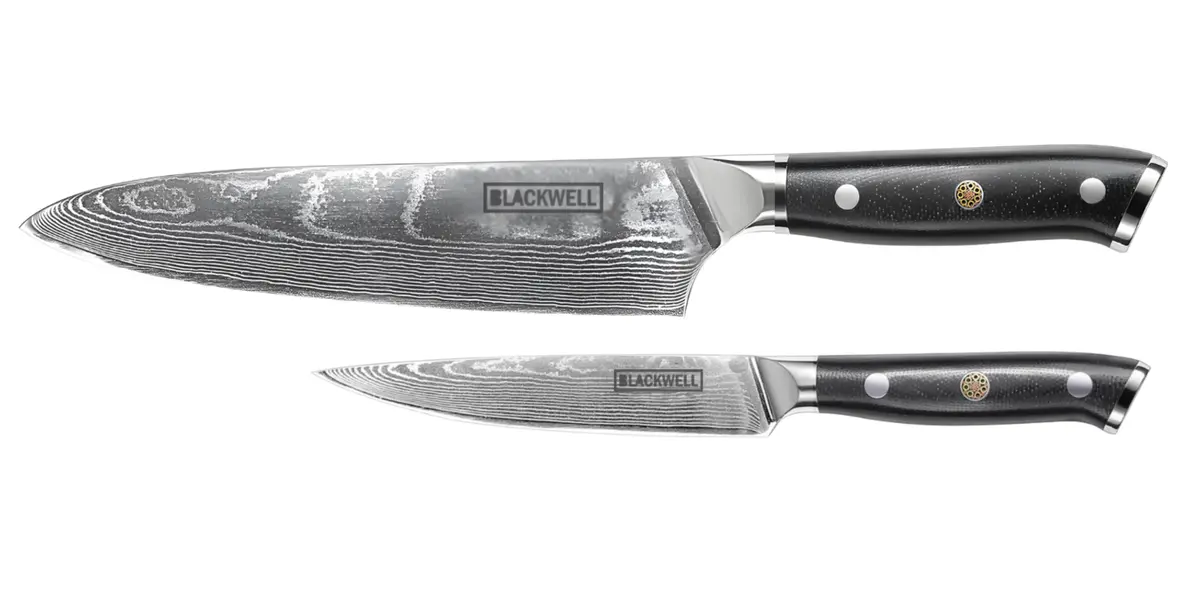 Blackwell Messenset (Koksmes + Officemes) - Japanse Stijl - 67 Lagen Damaststaal - Vg10 - 2-Delig 1