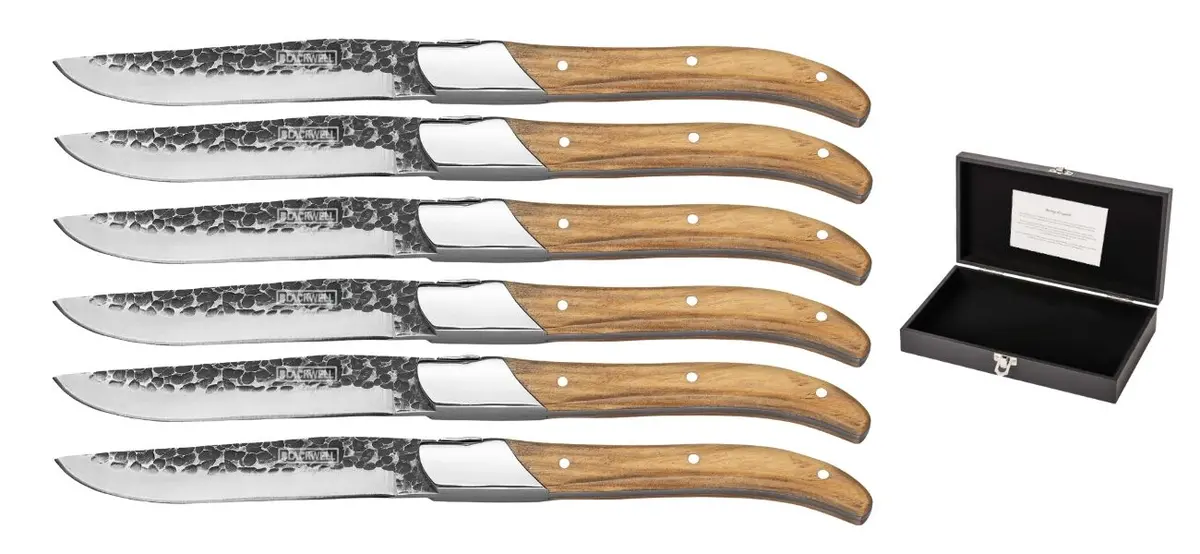 Blackwell Steakmessen Laguiole - Raw Black Lemmet - Olijfhout - 6 Stuks 1