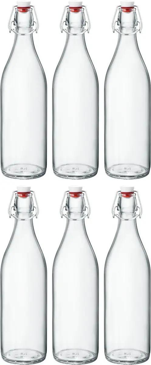 Bormioli Rocco Beugelflessen / Weckflessen Giara - Transparant - 1 Liter - 6 Stuks 1
