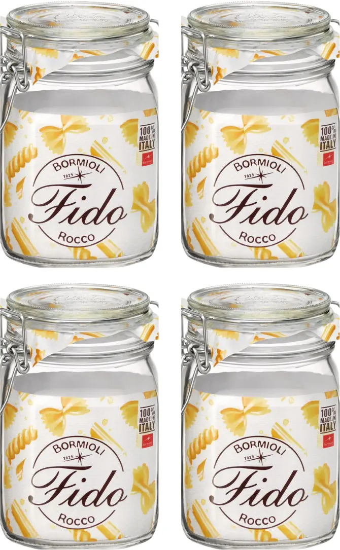 Bormioli Rocco Weckpotten Fido 11 X 11 Cm / 1 Liter - 4 Stuks 1