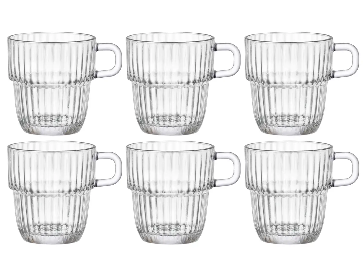 Bormioli Rocco Theeglazen - Koffiekopjes Met Oor - Stapelbaar - Barshine 250 Ml - 6 Stuks 1