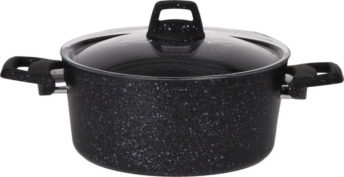 Cookinglife Kookpan Met Deksel - Black Speckle - Aluminium Ø 24 Cm / 4.4 Liter - Geschikt Voor Alle Warmtebronnen - Standaard Anti-Aanbaklaag 1