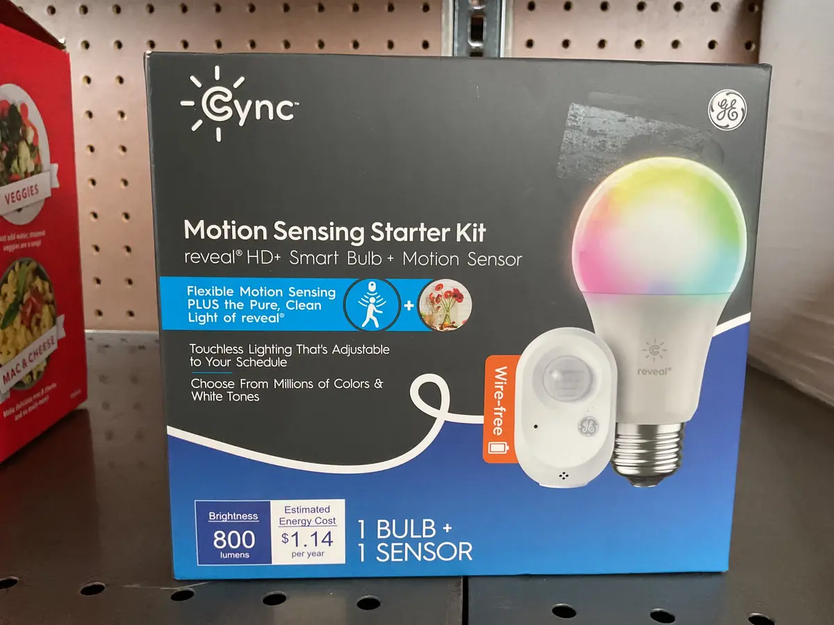 Ge Cync Reveal Smart Full Color Light Bulb With Smart Wire Free Motion Sensor Bundle 1