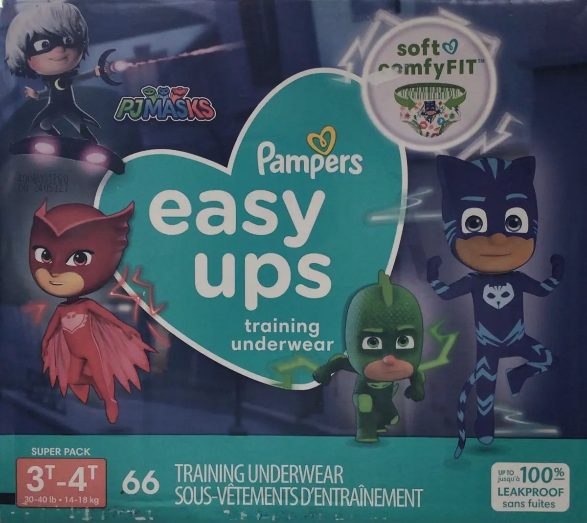 Pampers Easy Up’S Pj Masks Training Underwear Super Pack Size - 3T-4T - 66Ct 1