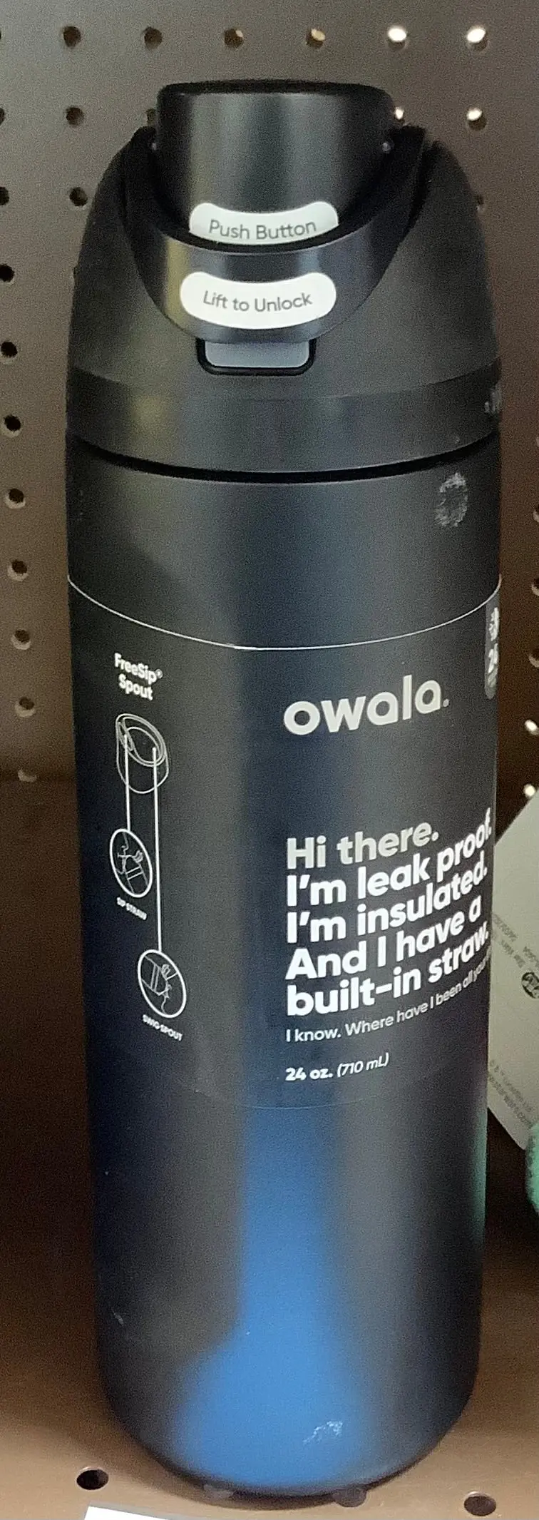 Owala 24Oz Freesip Stainless Steel Water Bottle - Black 1