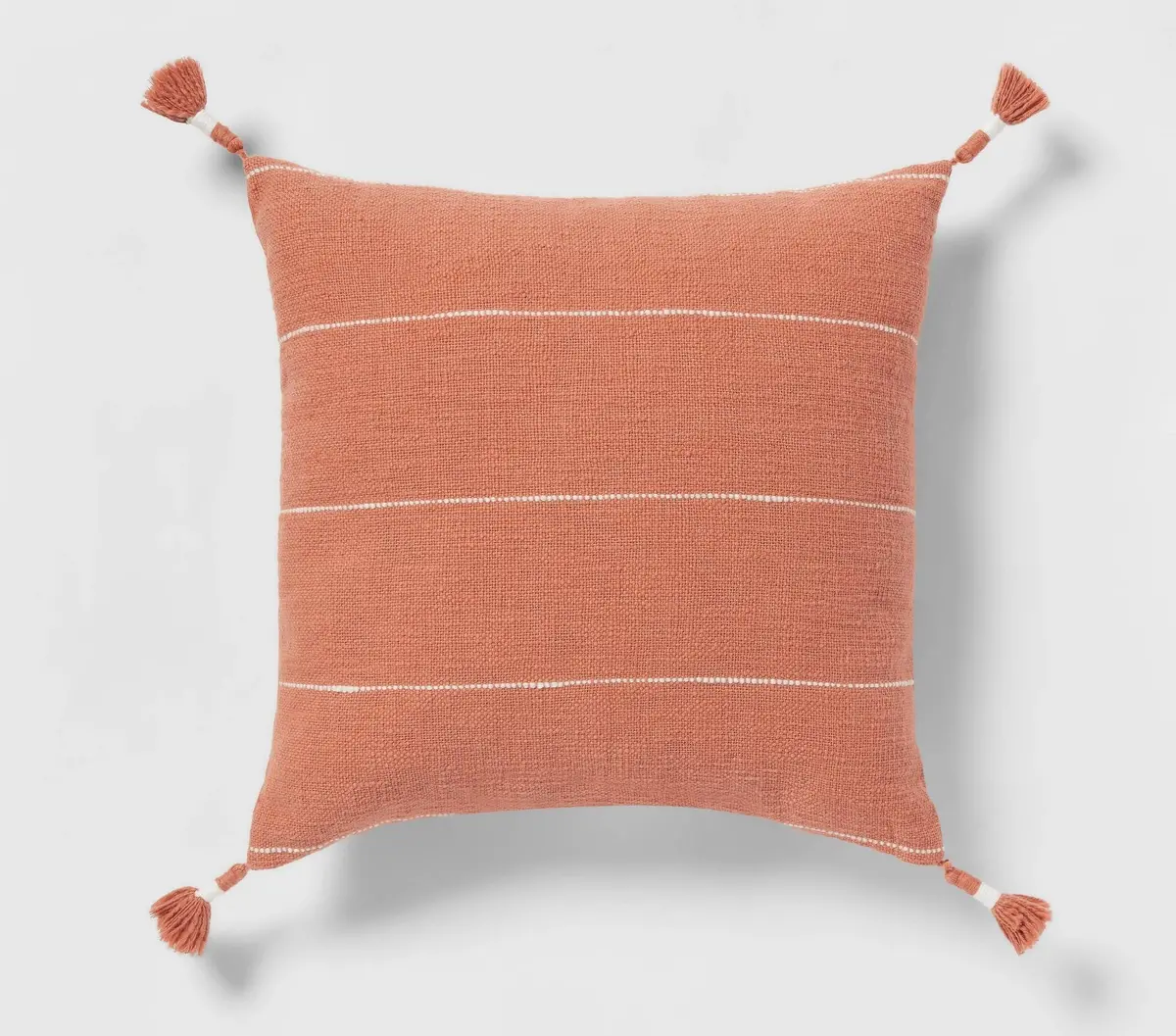 Square Textured Stripe Tassel Decorative Throw Pillow 1