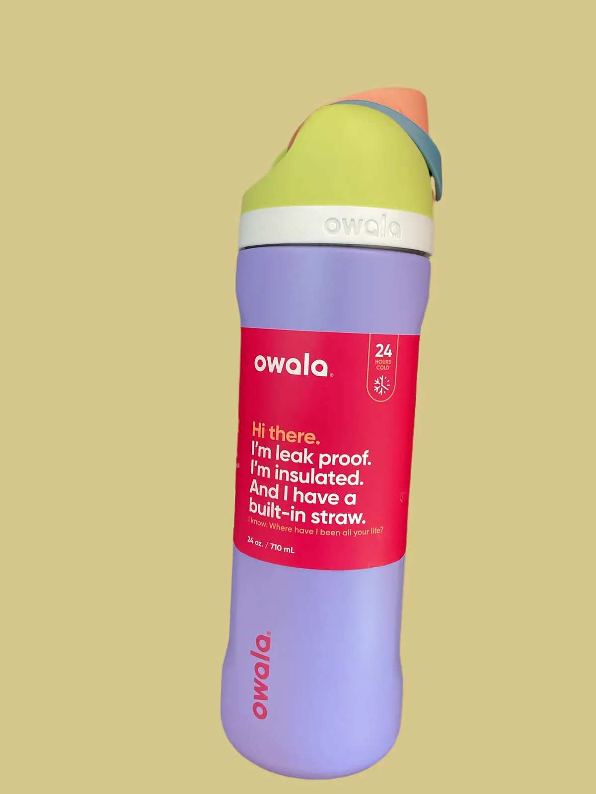Owala 24Oz Freesip Stainless Steel Water Bottle-Green/Purple 1