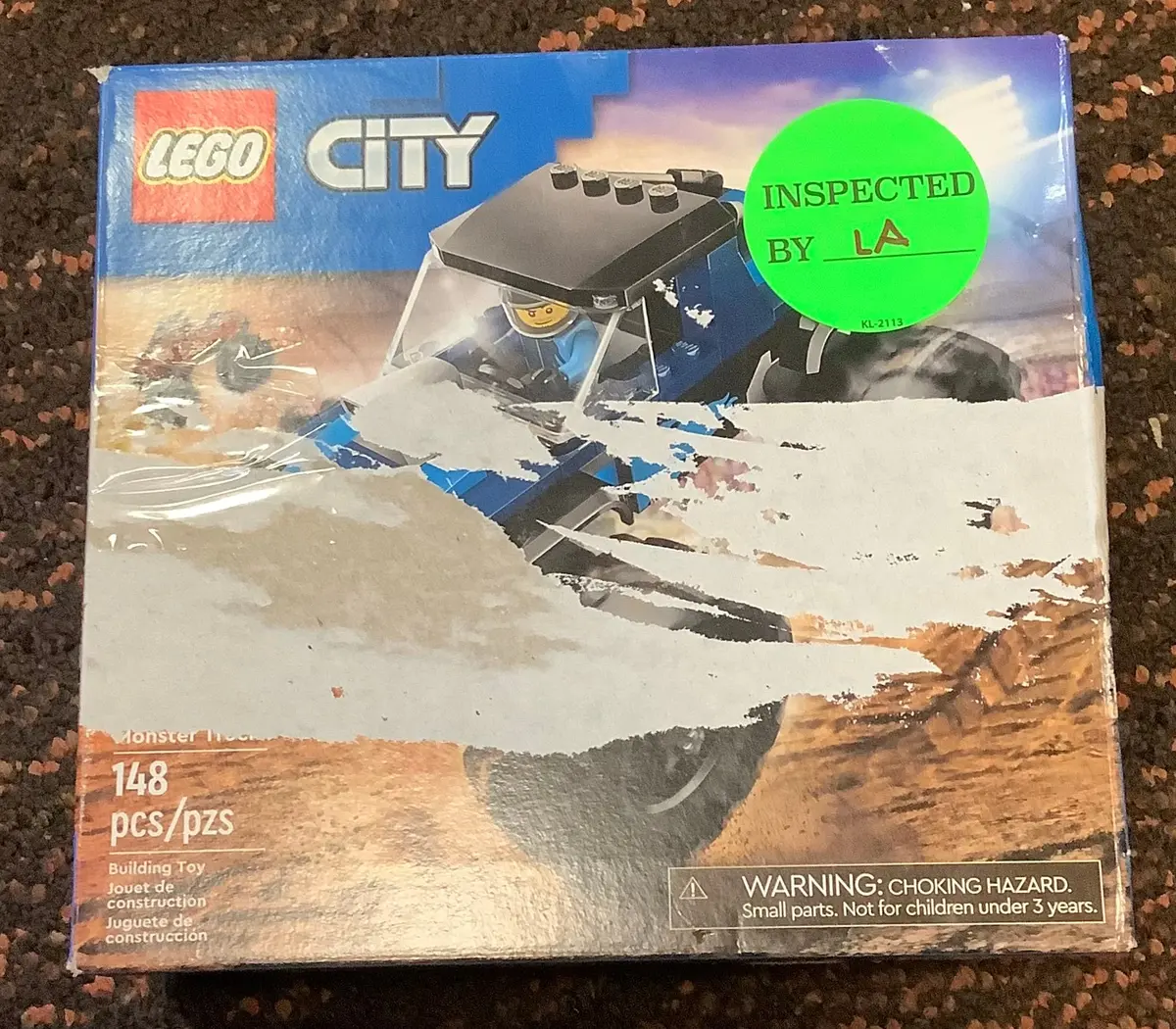 Broken Seal - Lego City Blue Monster Truck Off-Road Toy, Mini Monster Truck 60402, Damaged Box, As Is 1