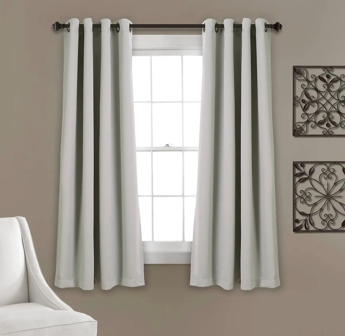 Set Of 2 (52"X95") Insulated Grommet Top Blackout Curtain
Panels Light Gray 1