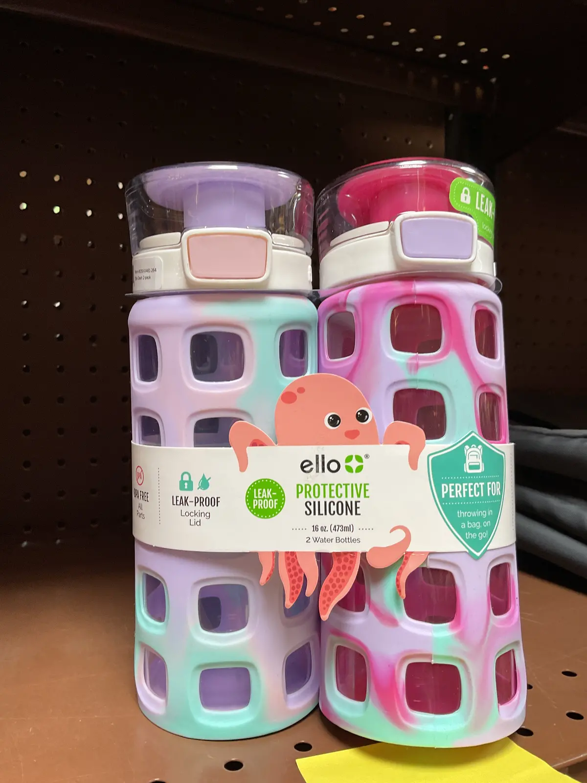 Ello 2Pk Dash Plastic Kids' 16Oz Water Bottles Pink/Purple 1