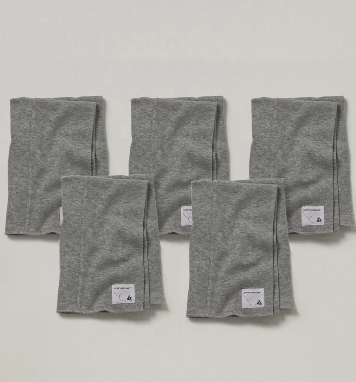 Burt’S Bees Baby Organic Cotton - 5Pk Burp Cloth Set - Gray 1