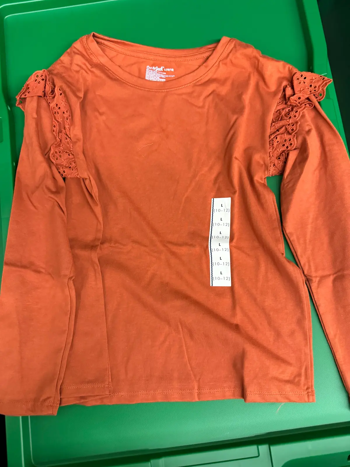 Kids Orange Floral Fringe Long Sleeve L(10/12) 1