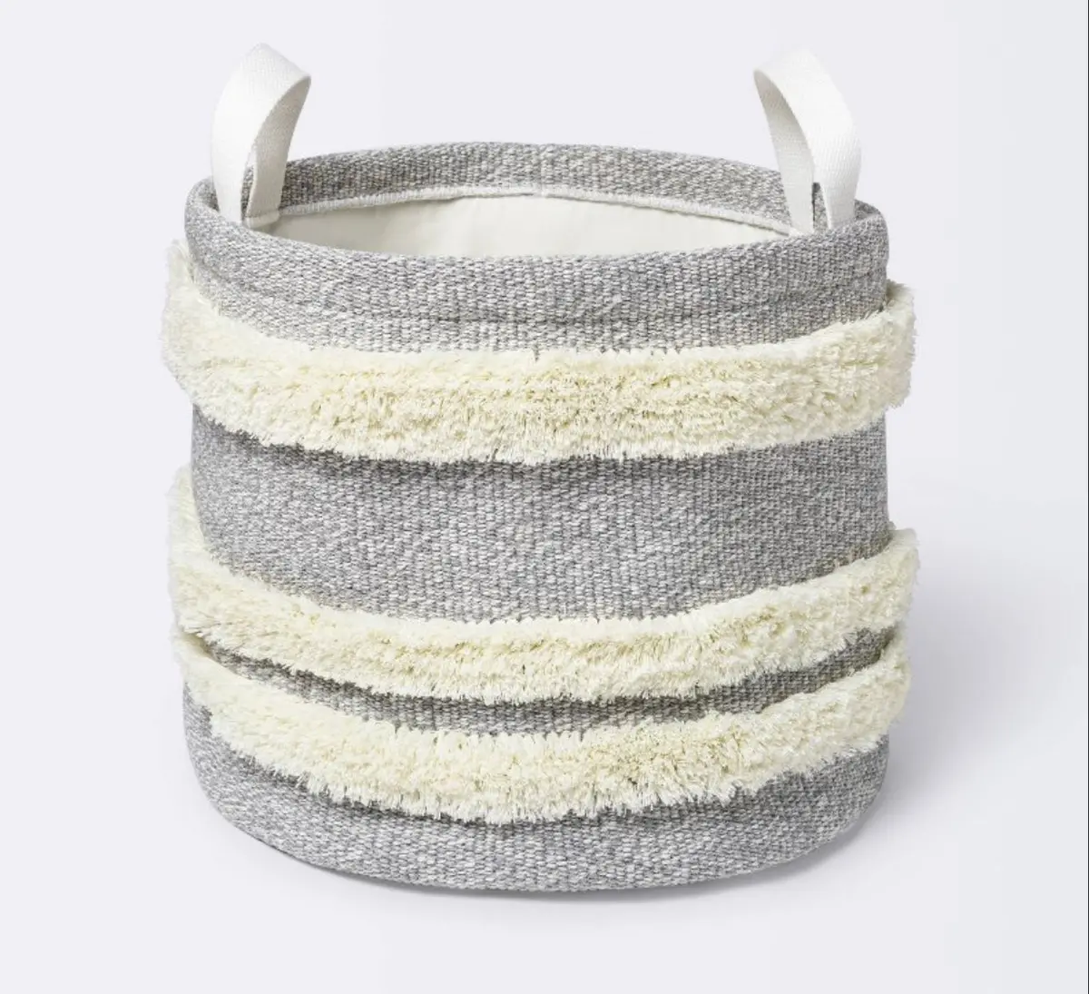 Tufted Canvas Round Storage Bin 1