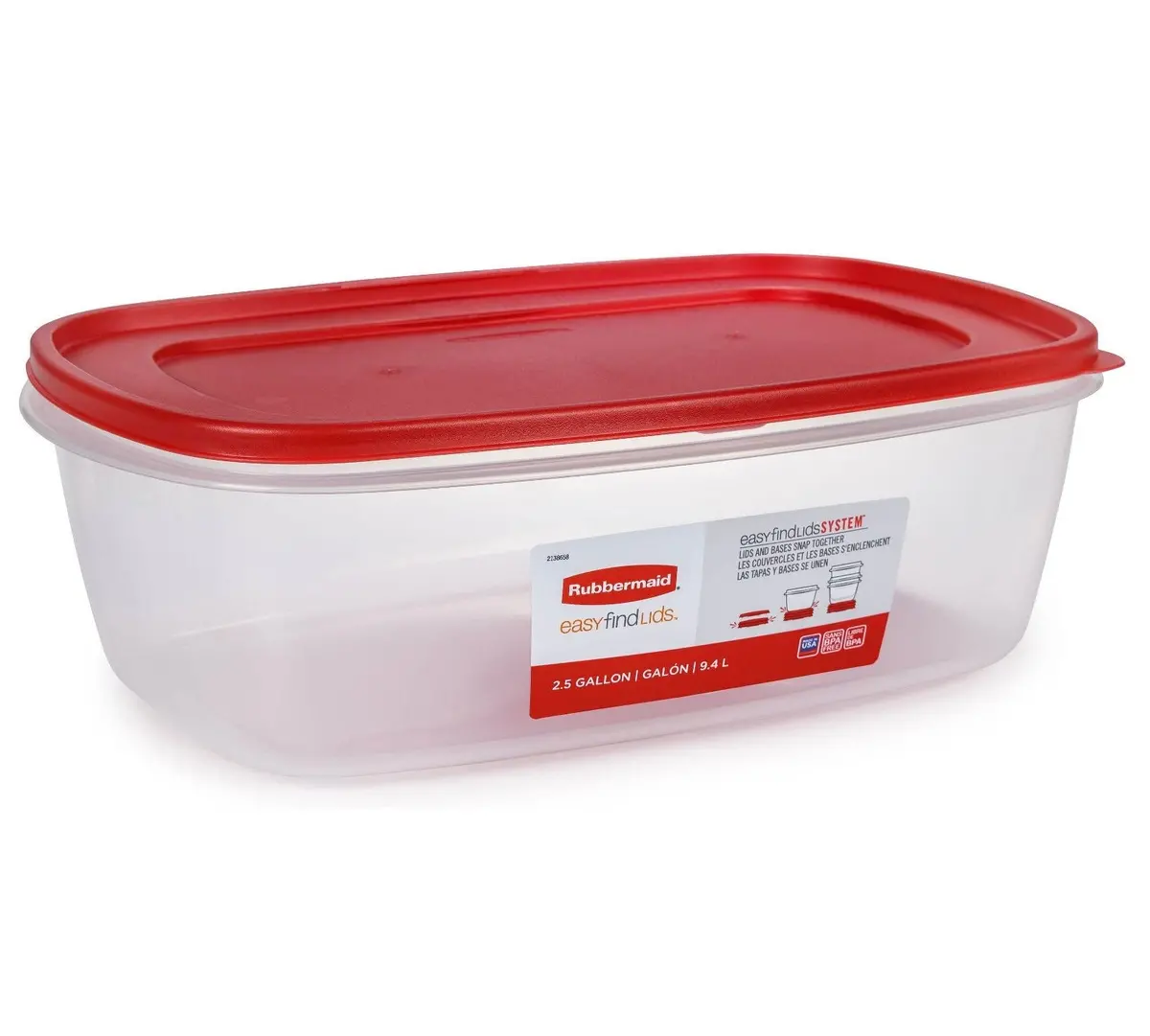Rubbermaid Easy Find Lids 320Oz (2.5 Gal) Plastic Rectangle
Food Storage Container Clear 1