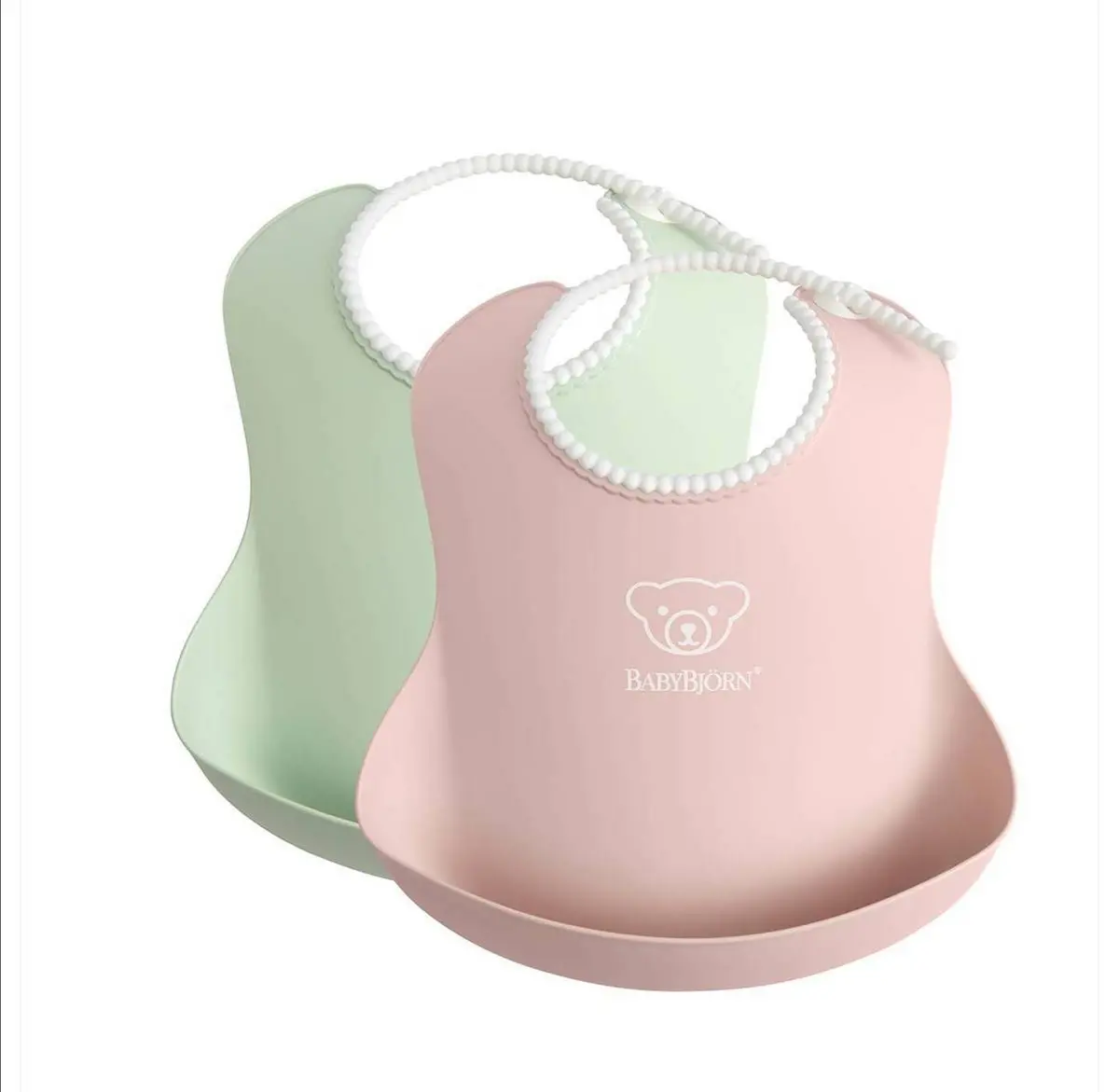 Babybjörn Baby Bib - 2Pk - Green/Powder Pink 1