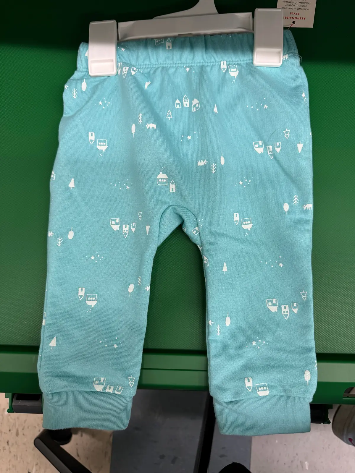 Kids Light Turquoise Trees&Houses Bottoms 12M 1