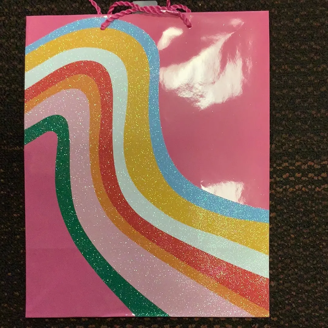 National Brand Colorful Glitter Hill Pink Gift Bag 1
