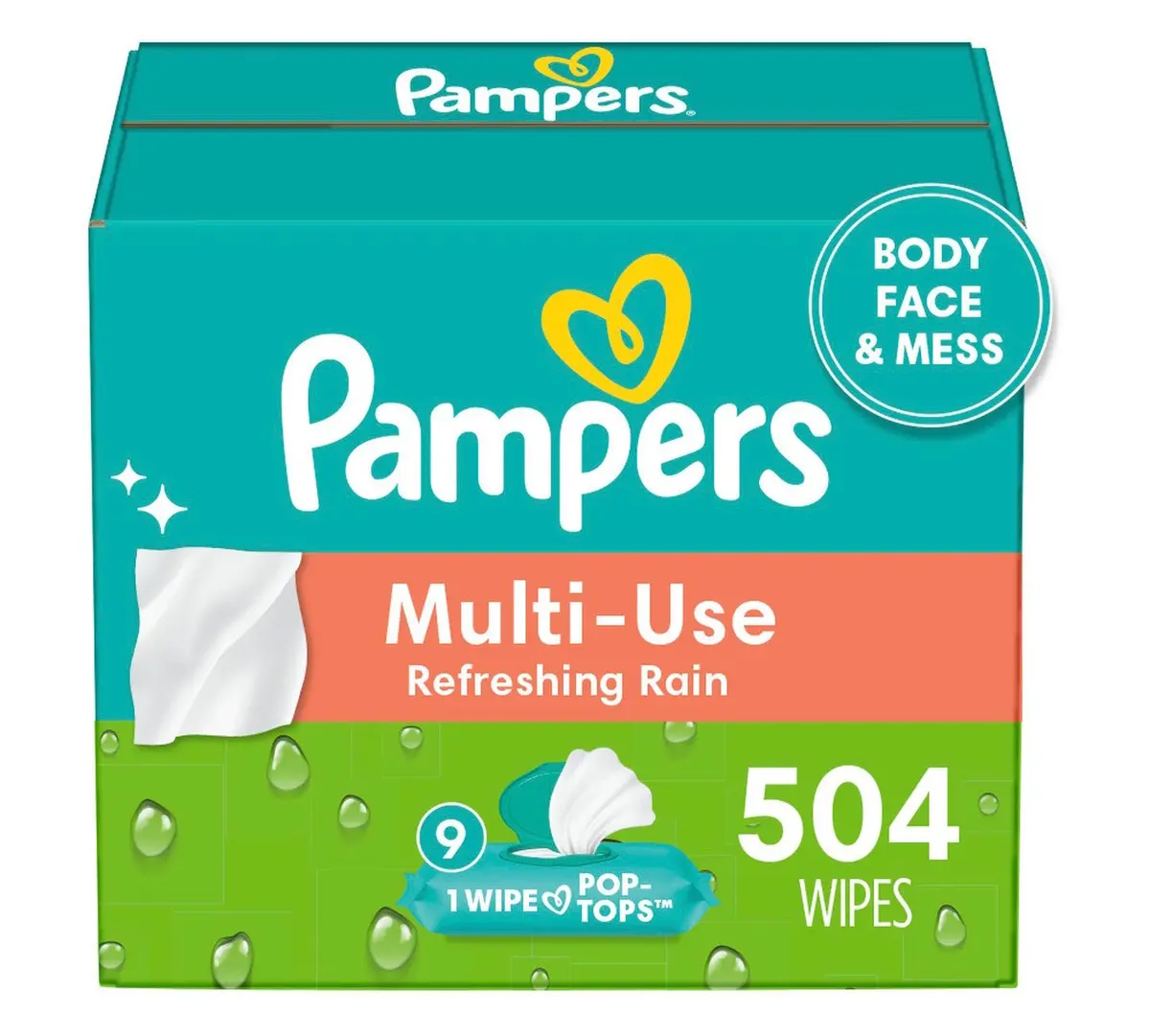 Pampers Multi-Use Refreshing Rain Baby Wipes - 504Ct 1