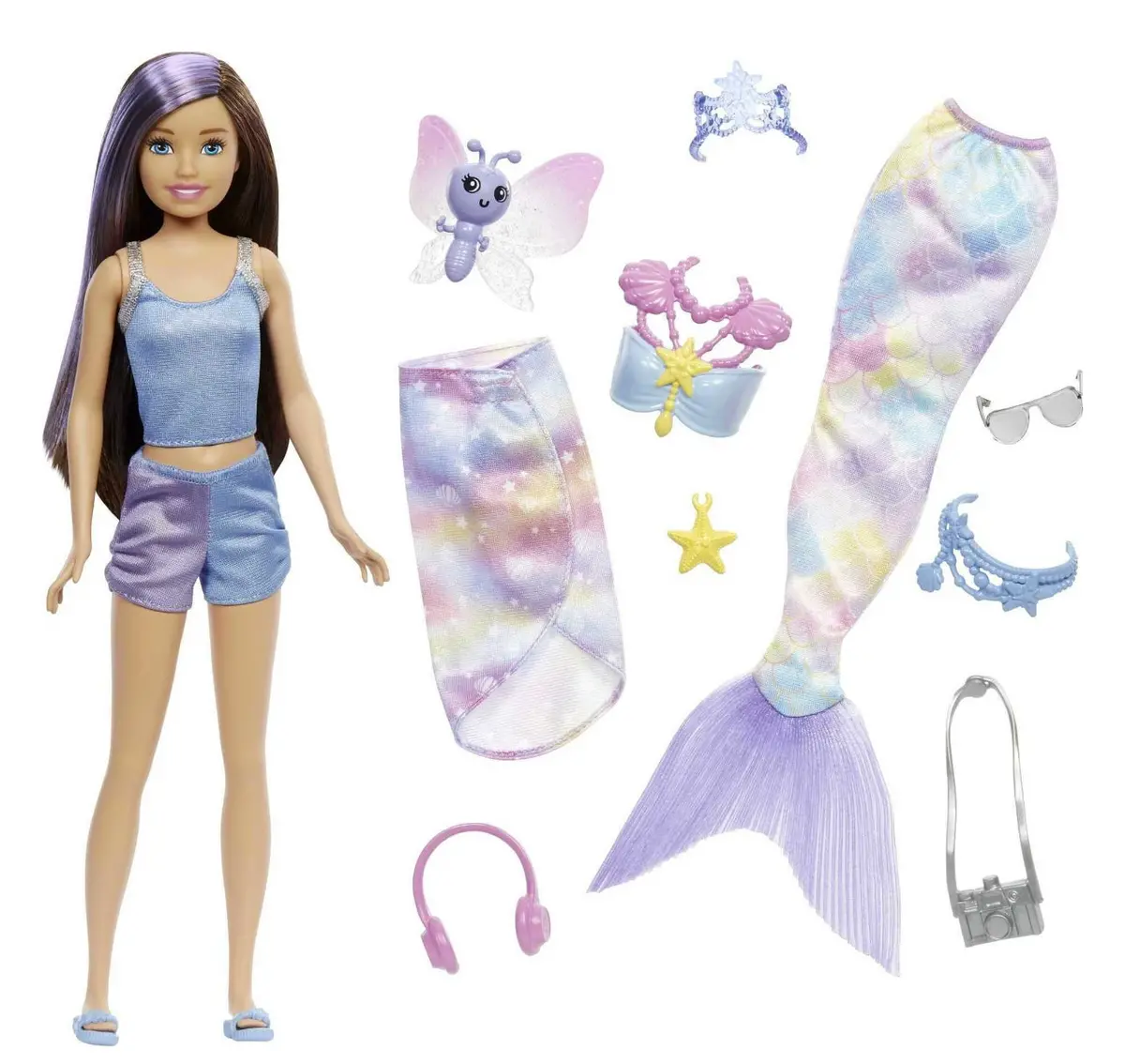 Barbie Mermaid Power Skipper Doll With 10 Pieces Including Mermaid Tail, Pet And Accessories 1
