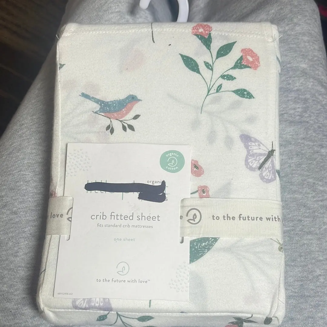 Floral With Birds And Butterflies Crib Fitted Sheet 1