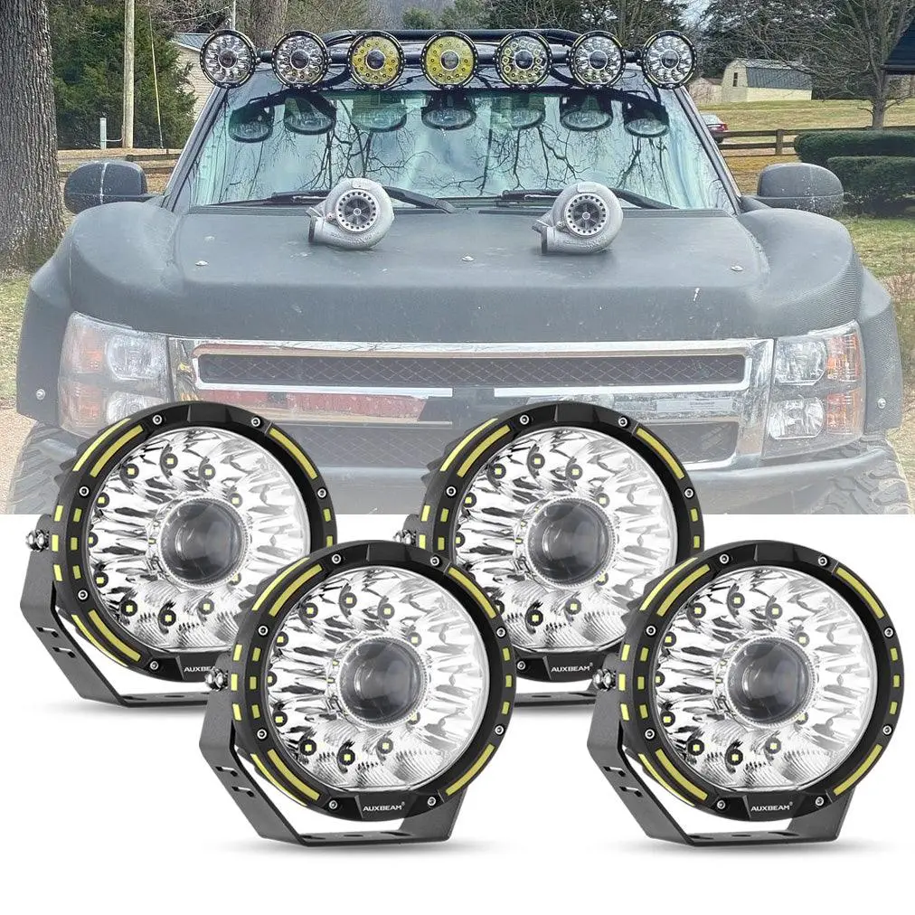 (2Pcs/4Pcs Set) 7 Inch 230W 33332Lm 360-Pro Series Custom Lens Offroad Led Driving Lights For 2008 Chevy Silverado 1500 Chevy Silverado 2500 3500 2