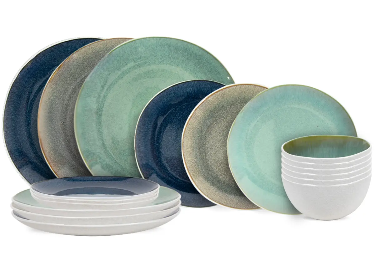 Cookinglife Serviesset Belize 18-Delig / 6 Personen - 6 Dinerborden Ø 25 Cm, 6 Ontbijtborden Ø 21 Cm, 6 Soepkommen Ø 15 Cm 1