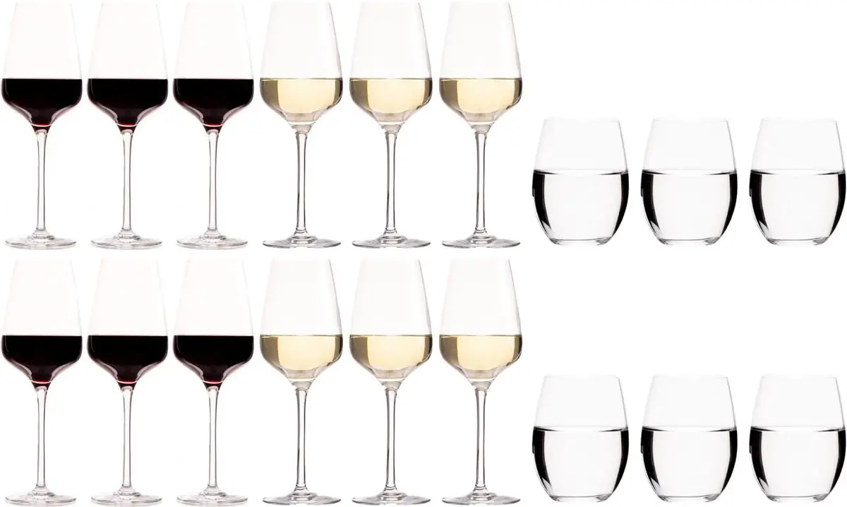 Chef & Sommelier Wijnglazenset Sublym (Rode Wijnglazen & Witte Wijnglazen & Waterglazen) - 18 Delige Set - 6 Rode Wijnglazen, 6 Witte Wijnglazen En 6 Waterglazen 1