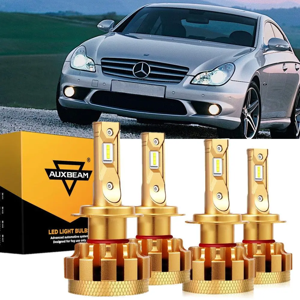 For 2007-2011 Mercedes-Benz Cls63 Amg With Halogen Headlamps F-16 Plus Series Built-In Canbus Led Light Bulbs High Low Beam Bundle 1