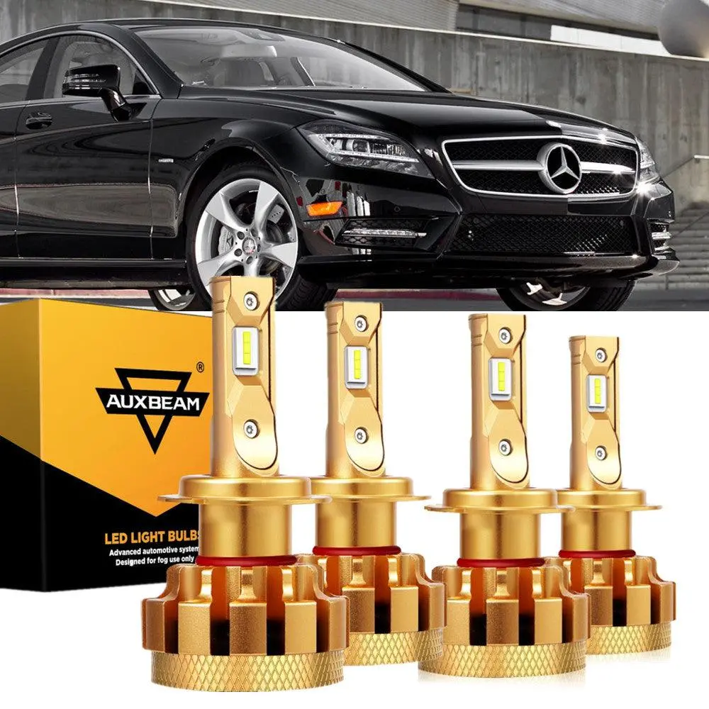 For 2007-2011 Mercedes-Benz Cls550 With Halogen Headlamps F-16 Plus Series Built-In Canbus Led Light Bulbs High Low Beam Bundle 1