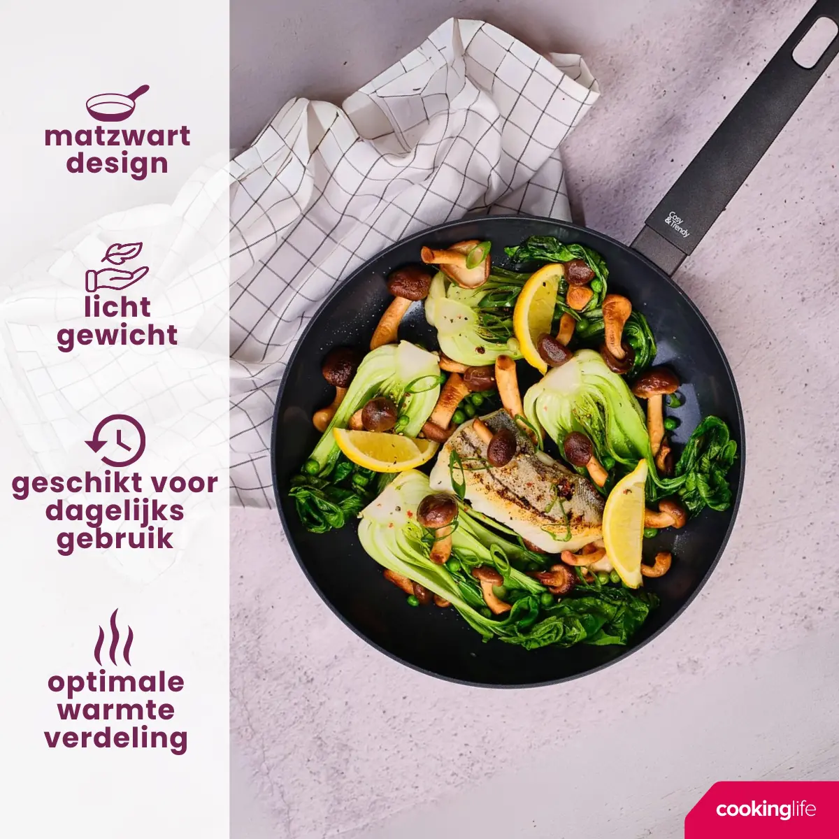 Cookinglife Koekenpannenset Black Cera 2-Delig Ø 24 & 28 Cm - Keramische Anti-Aanbaklaag 2