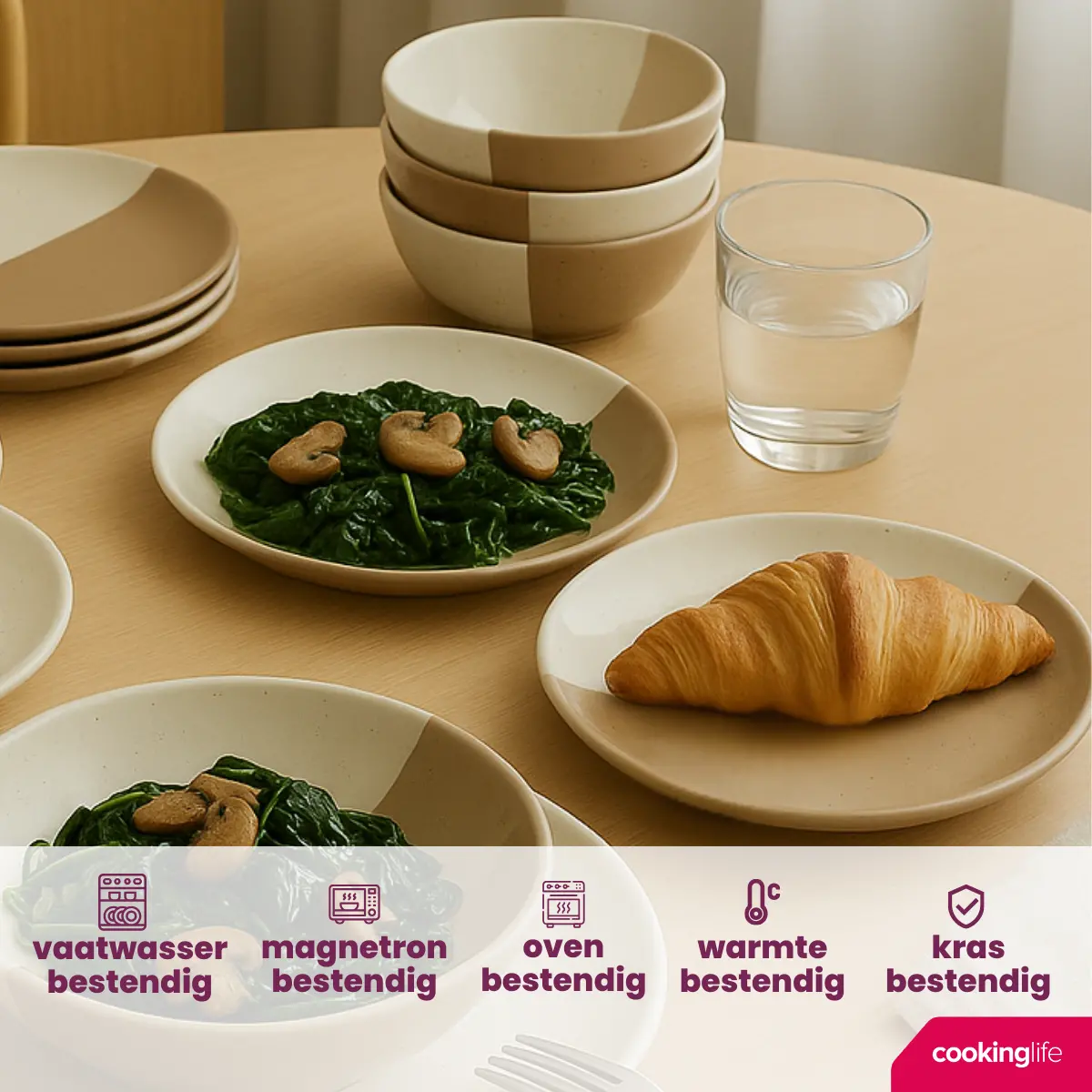 Cookinglife Serviesset Leem 18-Delig / 6 Personen - 6 Dinerborden, 6 Ontbijtborden En 6 Kommen 2