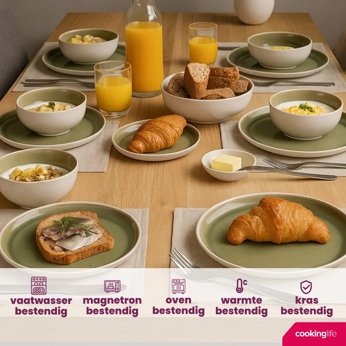 Cookinglife Ontbijtborden / Dessertborden Mos Groen Ø 21 Cm - 6 Stuks 2