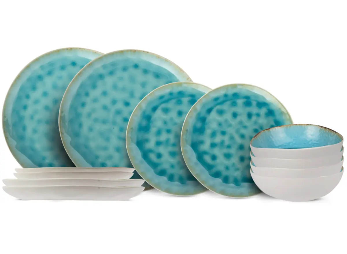 Cosy & Trendy Serviesset Laguna Azzurro 12-Delig / 4 Personen - 4 Dinerborden, 4 Ontbijtborden En 4 Kommen 1