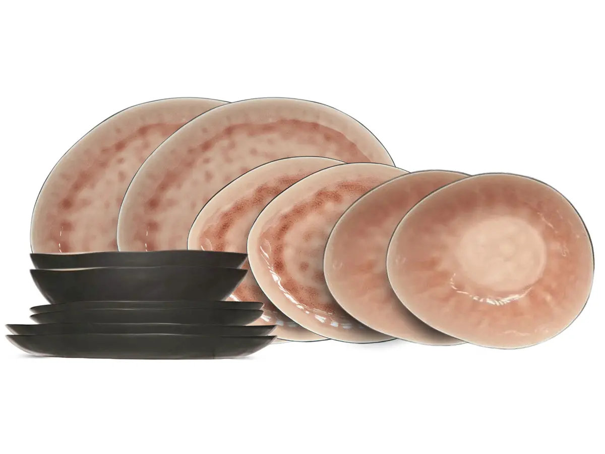 Cosy & Trendy Serviesset Organic Laguna Old Rose 12-Delig / 4 Personen - 4 Dinerborden, 4 Ontbijtborden En 4 Schalen 1