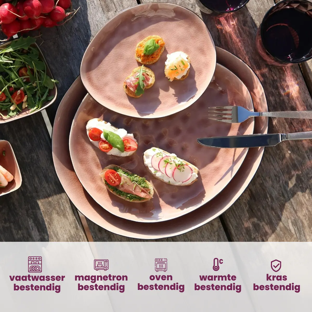 Cosy & Trendy Serviesset Organic Laguna Old Rose 12-Delig / 4 Personen - 4 Dinerborden, 4 Ontbijtborden En 4 Schalen 2