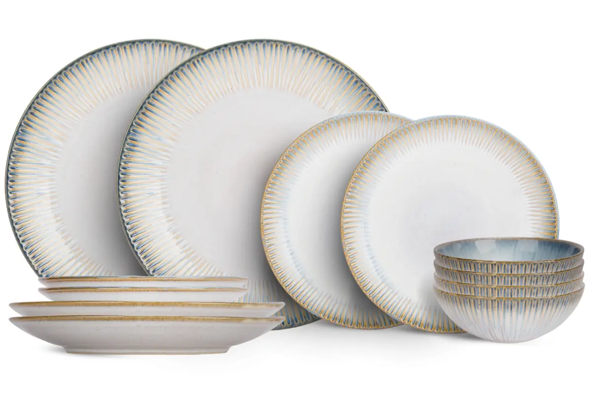 Cosy & Trendy Serviesset Listra Ocean 12-Delig / 4 Personen - 4 Dinerborden, 4 Ontbijtborden En 4 Kommen 1