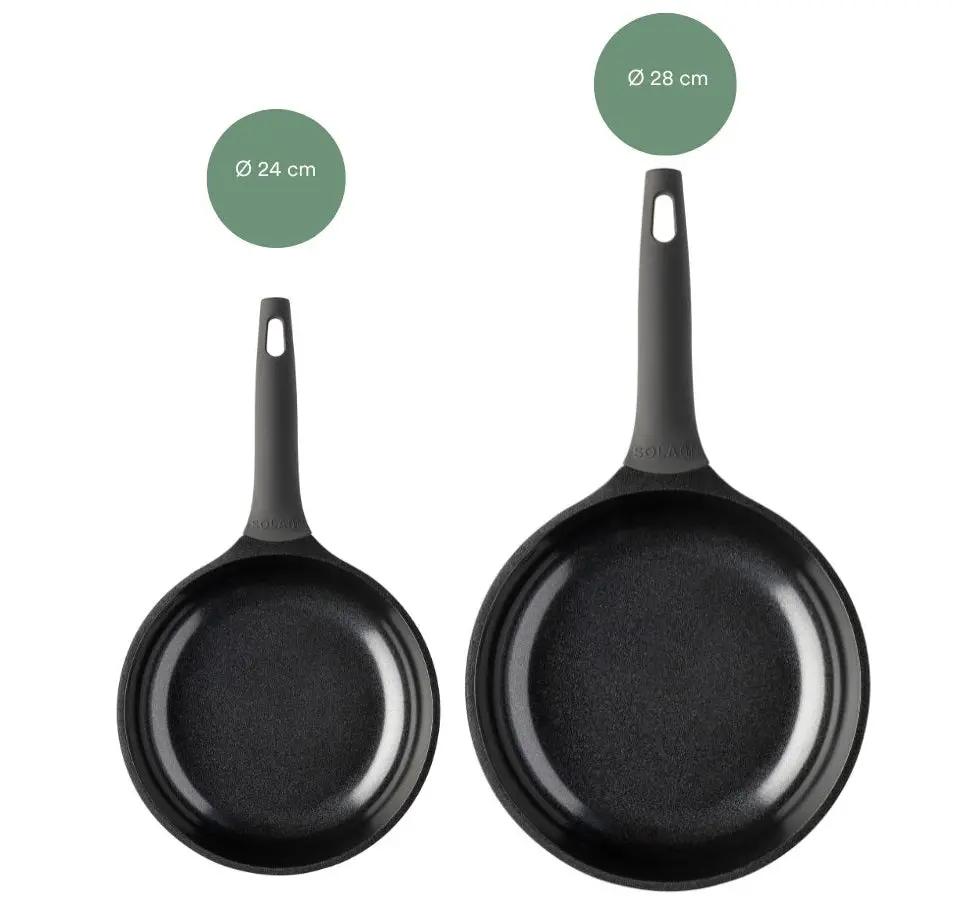 Sola Koekenpannenset Ceramic Deluxe 2-Delig Ø 24 & 28 Cm - Keramische Anti-Aanbaklaag 1