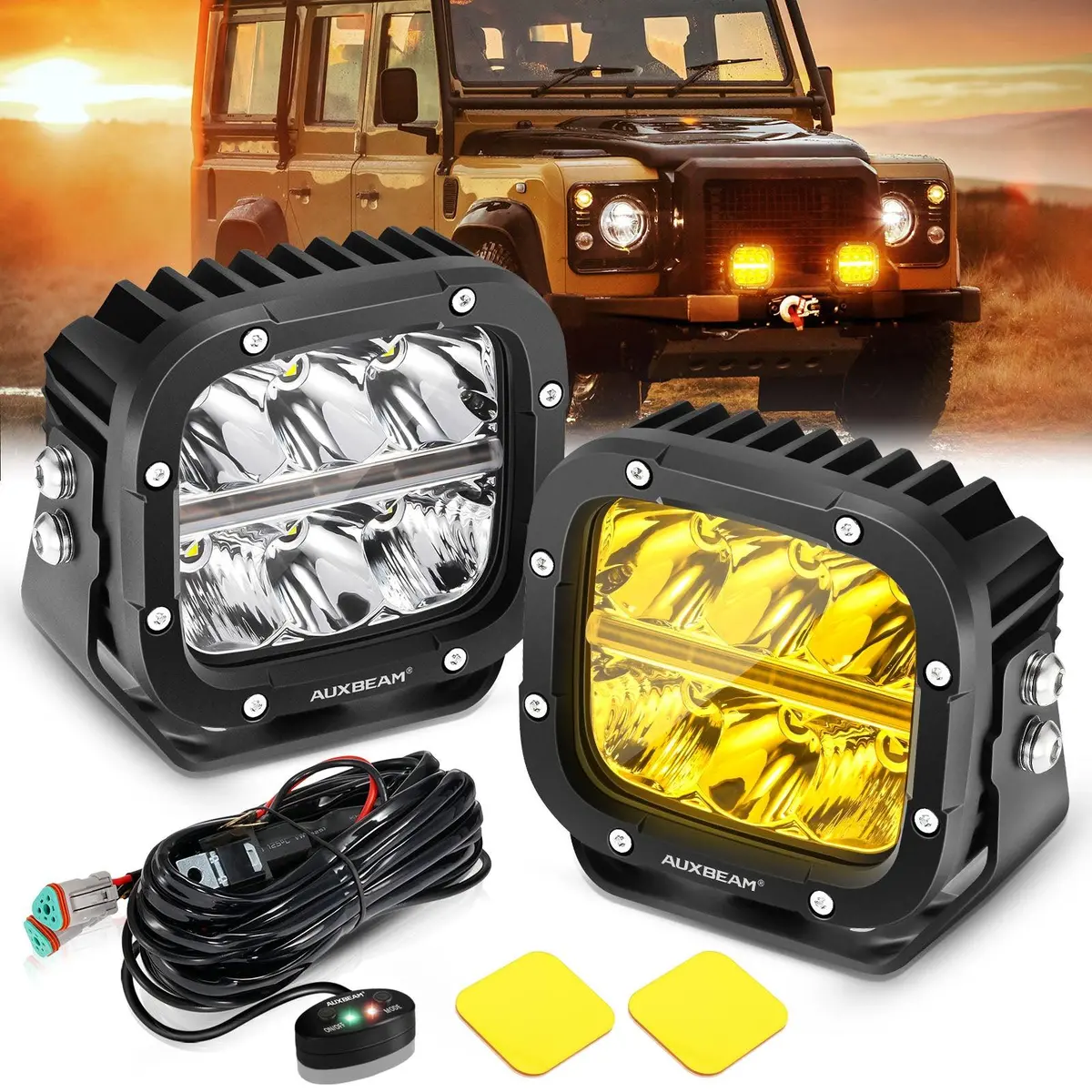 Xp-Ultra Series 5 Inch 132W 15600Lm White/Amber Led Pods Driving Light With Amber Drl 1