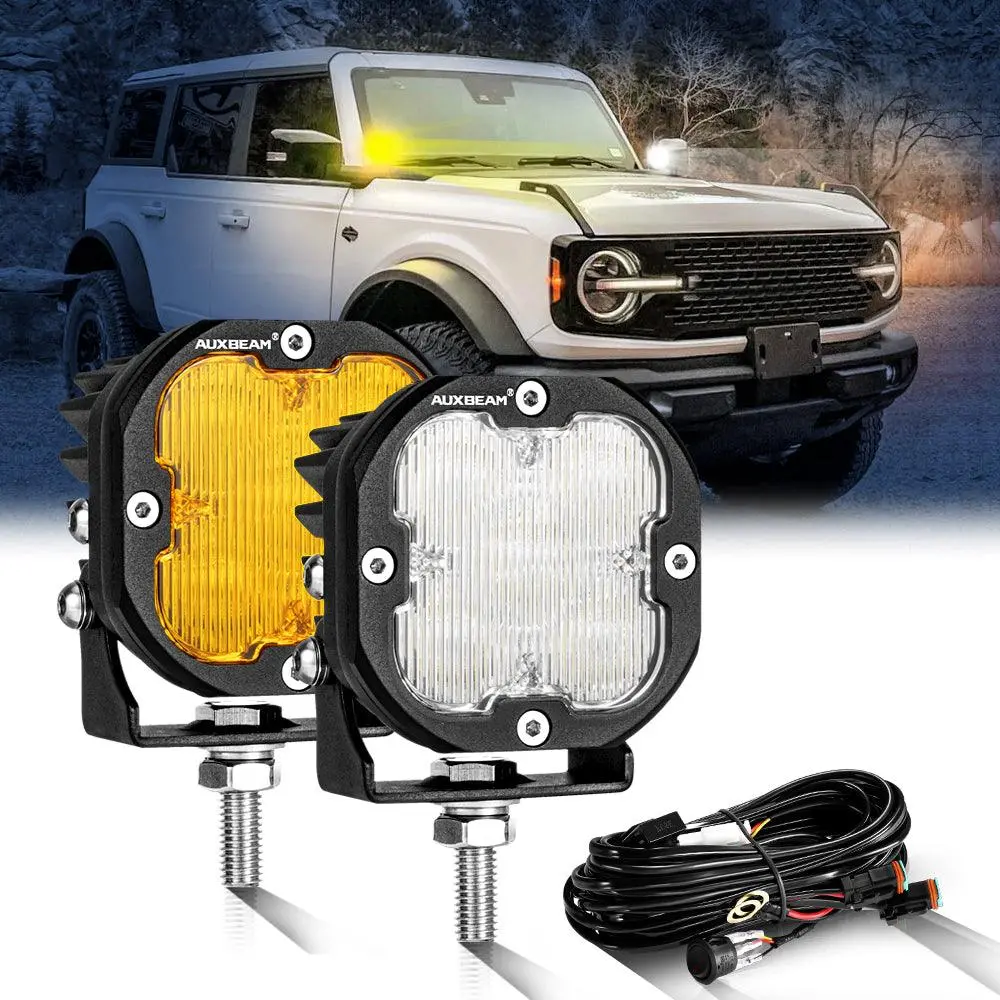 Xp-Ultra Series 3 Inch 80W Flood Beam Led Pods Amber&White Offroad Lights 1